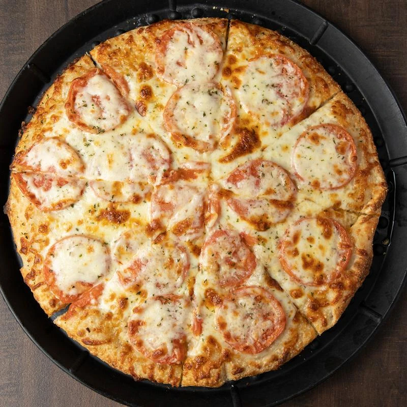 White pizza, sausage and cheese, top view