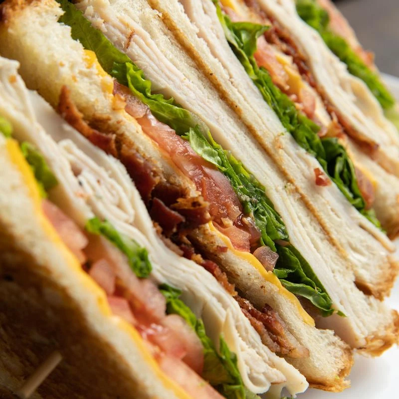 Turkey club sandwich, closeup