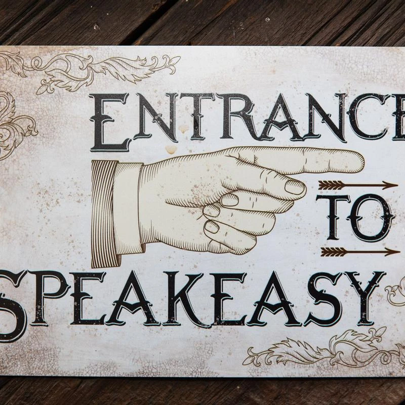 Interior, entrance sign